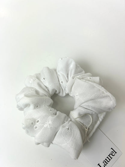 Small White Cotton Scrunchie
