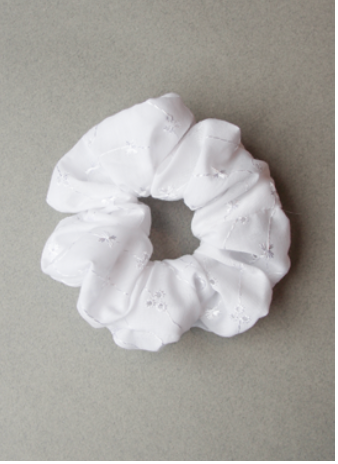 Small White Cotton Scrunchie