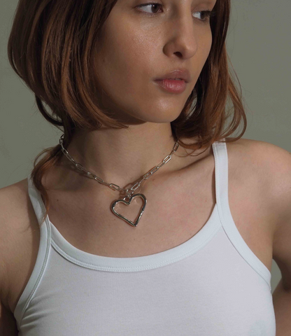 Silver Heart Chain Necklace