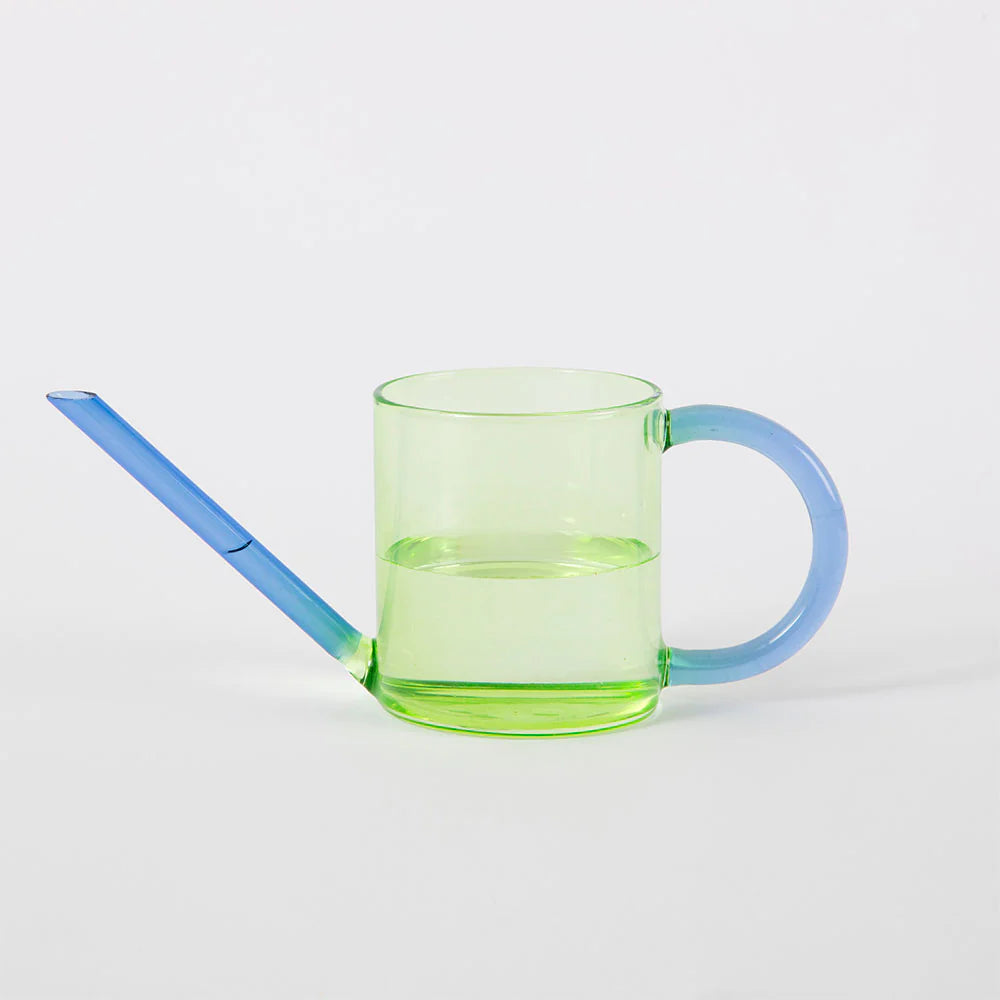 Green & Blue Glass Watering Can