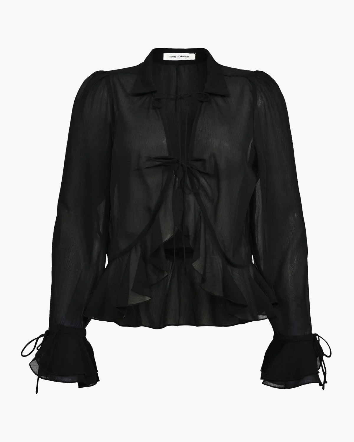 Black Ruffle Tie Shirt